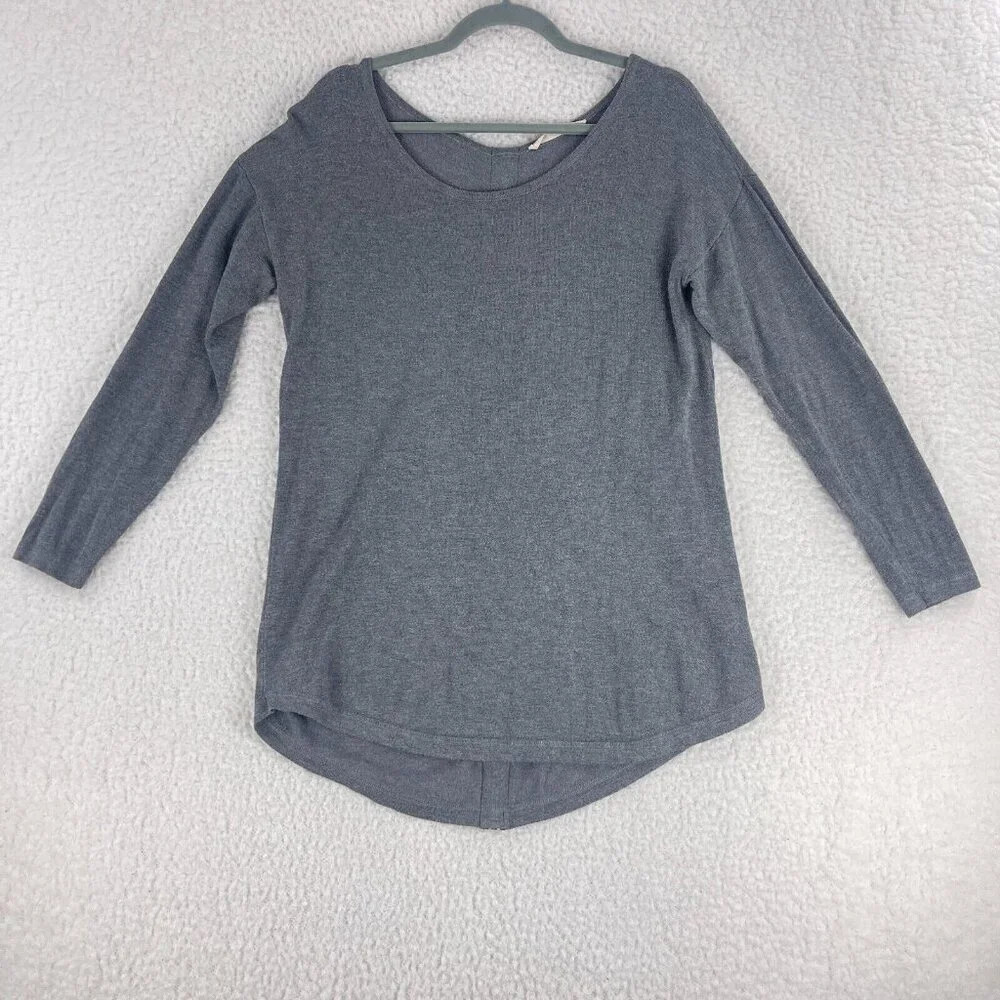 Soft Surroundings Gray Back Zip Up Tunic Shirt Womens Long Sleeve Size Medium